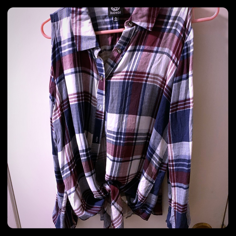 Cut out shoulder flannel